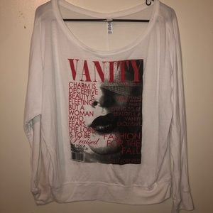 White Slightly Cropped Long Sleeve Magazine Cover